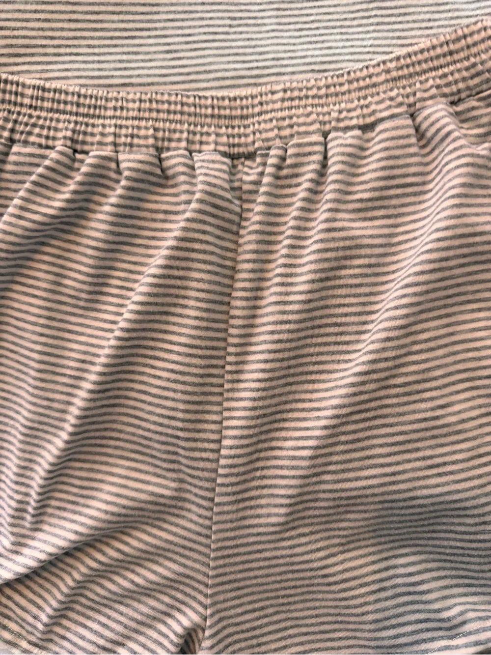 Women’s Gray Striped Short Sleeve Tee & Shorts Sleep Set